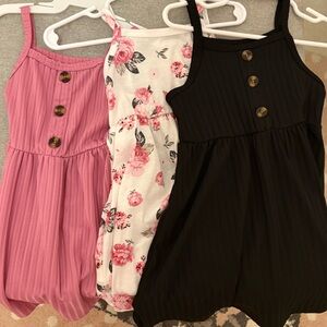 Floral and Solid Kids One Piece Set